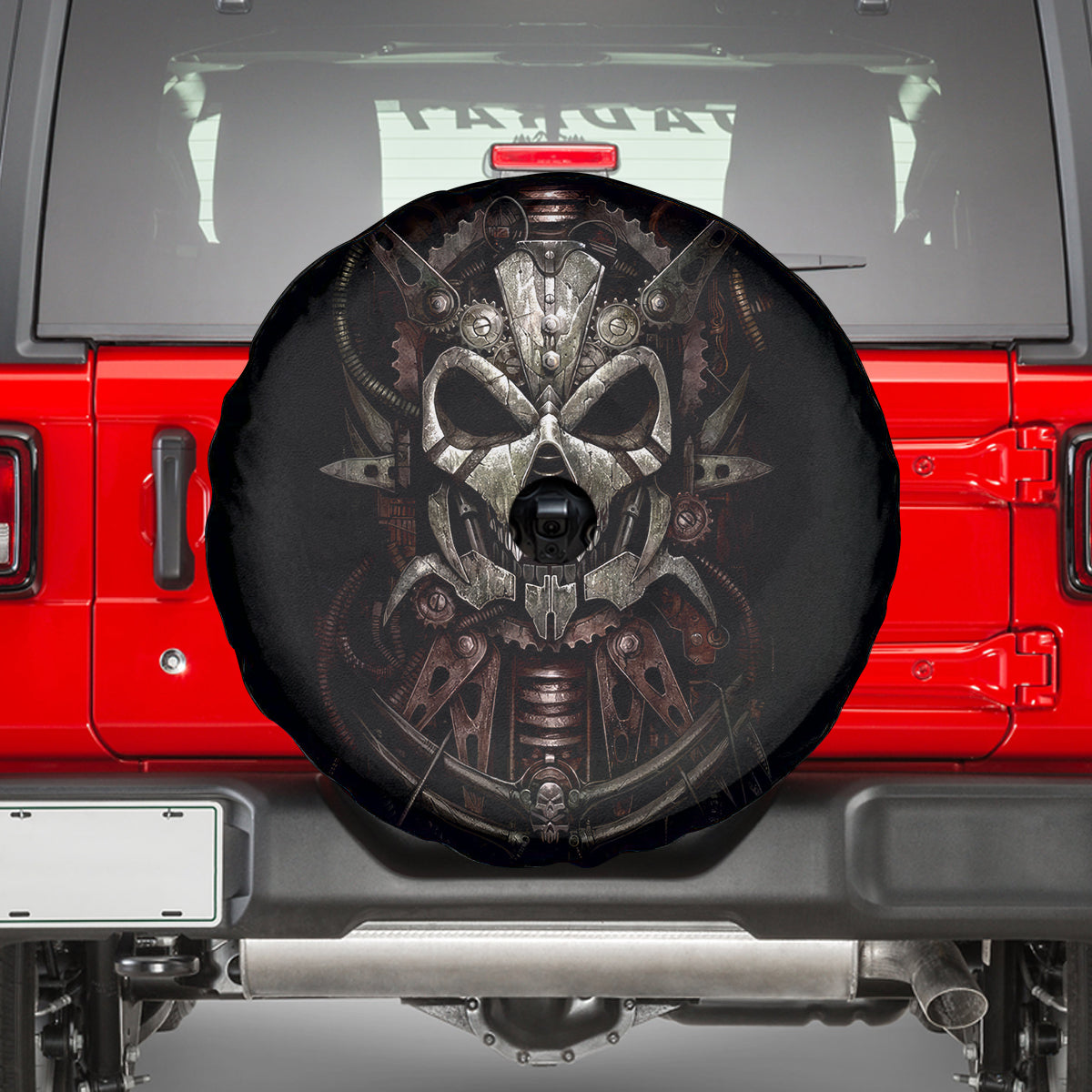 Unveiling the Mechanical Skull Spare Tire Cover Cybernetic Enigma - Wonder Print Shop