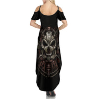Unveiling the Mechanical Skull Summer Maxi Dress Cybernetic Enigma - Wonder Print Shop