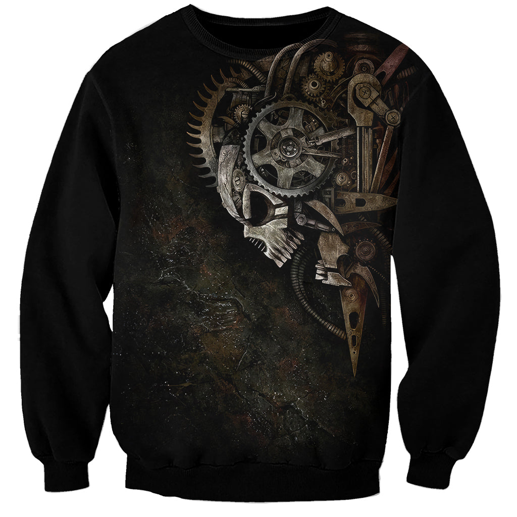 Unveiling the Mechanical Skull Sweatshirt Cybernetic Enigma - Wonder Print Shop