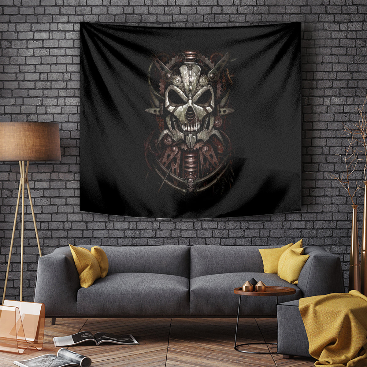Unveiling the Mechanical Skull Tapestry Cybernetic Enigma - Wonder Print Shop