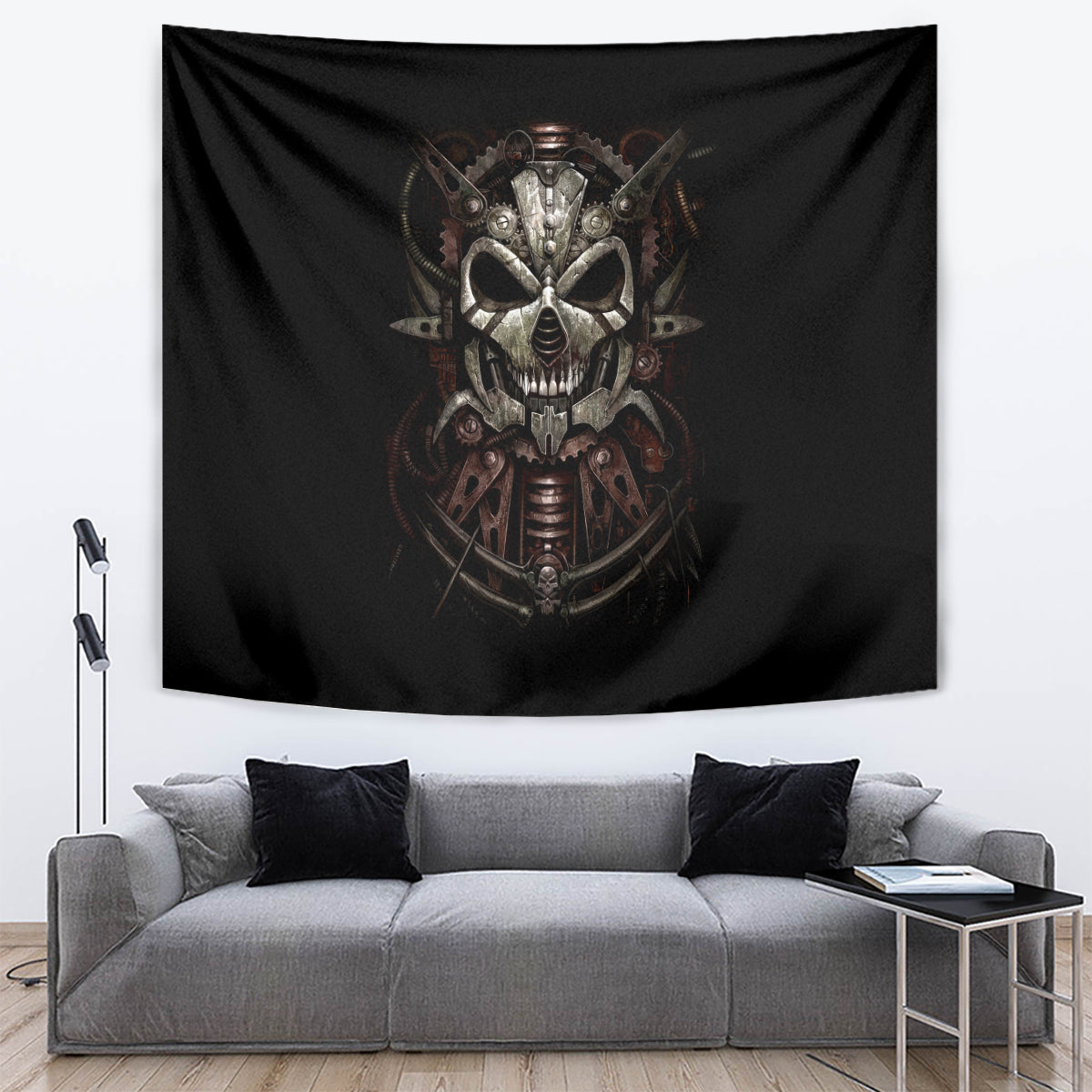 Unveiling the Mechanical Skull Tapestry Cybernetic Enigma - Wonder Print Shop