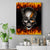 Metal Skull Canvas Wall Art Infernal Chains in Fiery Abyss - Wonder Print Shop