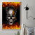 Metal Skull Canvas Wall Art Infernal Chains in Fiery Abyss - Wonder Print Shop