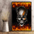 Metal Skull Canvas Wall Art Infernal Chains in Fiery Abyss - Wonder Print Shop