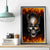 Metal Skull Canvas Wall Art Infernal Chains in Fiery Abyss - Wonder Print Shop