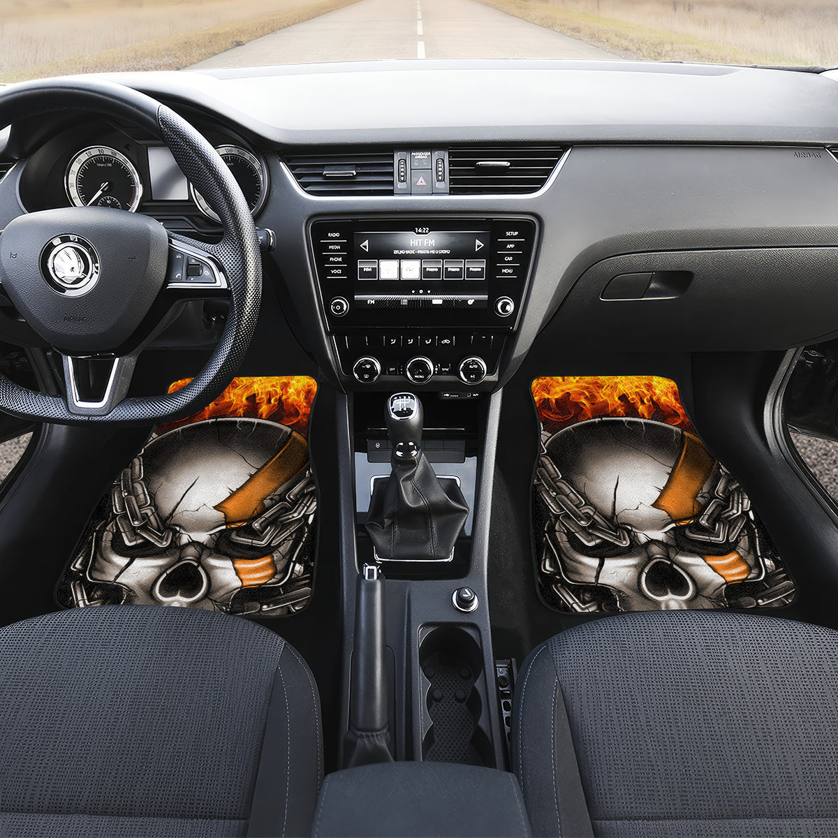 Metal Skull Car Mats Infernal Chains in Fiery Abyss - Wonder Print Shop