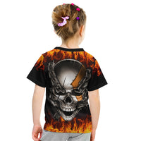 Metal Skull Kid T Shirt Infernal Chains in Fiery Abyss - Wonder Print Shop