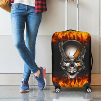 Metal Skull Luggage Cover Infernal Chains in Fiery Abyss - Wonder Print Shop