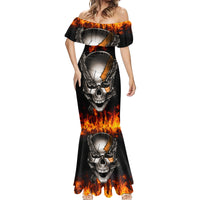 Metal Skull Mermaid Dress Infernal Chains in Fiery Abyss - Wonder Print Shop