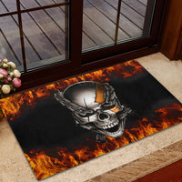 Metal Skull Rubber Doormat Infernal Chains in Fiery Abyss - Wonder Print Shop