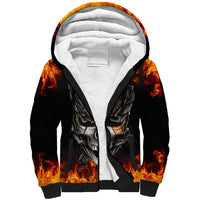 Metal Skull Sherpa Hoodie Infernal Chains in Fiery Abyss - Wonder Print Shop