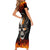 Metal Skull Short Sleeve Bodycon Dress Infernal Chains in Fiery Abyss - Wonder Print Shop
