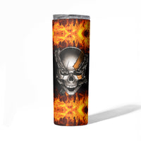 Metal Skull Skinny Tumbler Infernal Chains in Fiery Abyss - Wonder Print Shop