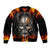 Metal Skull Sleeve Zip Bomber Jacket Infernal Chains in Fiery Abyss - Wonder Print Shop
