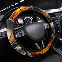 Metal Skull Steering Wheel Cover Infernal Chains in Fiery Abyss - Wonder Print Shop