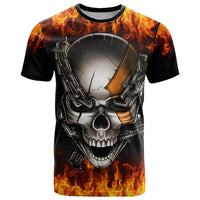 Metal Skull T Shirt Infernal Chains in Fiery Abyss - Wonder Print Shop