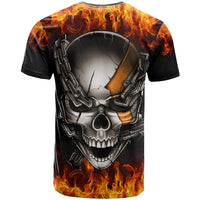 Metal Skull T Shirt Infernal Chains in Fiery Abyss - Wonder Print Shop