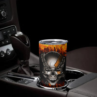 Metal Skull Tumbler Cup Infernal Chains in Fiery Abyss - Wonder Print Shop