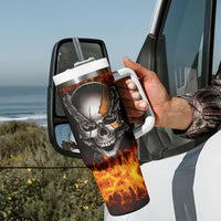 Metal Skull Tumbler With Handle Infernal Chains in Fiery Abyss - Wonder Print Shop