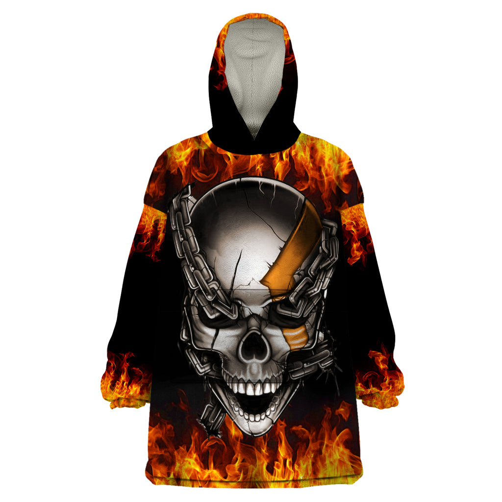 Metal Skull Wearable Blanket Hoodie Infernal Chains in Fiery Abyss - Wonder Print Shop