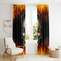 Metal Skull Window Curtain Infernal Chains in Fiery Abyss - Wonder Print Shop