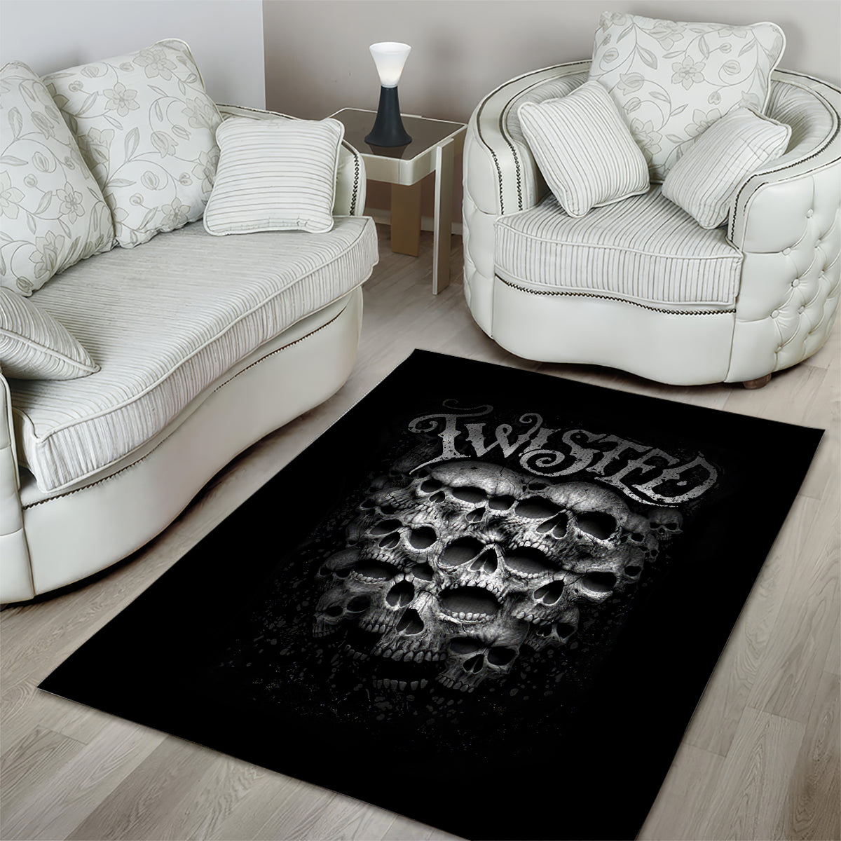 Skull Area Rug Twisted Head Skull - Wonder Print Shop
