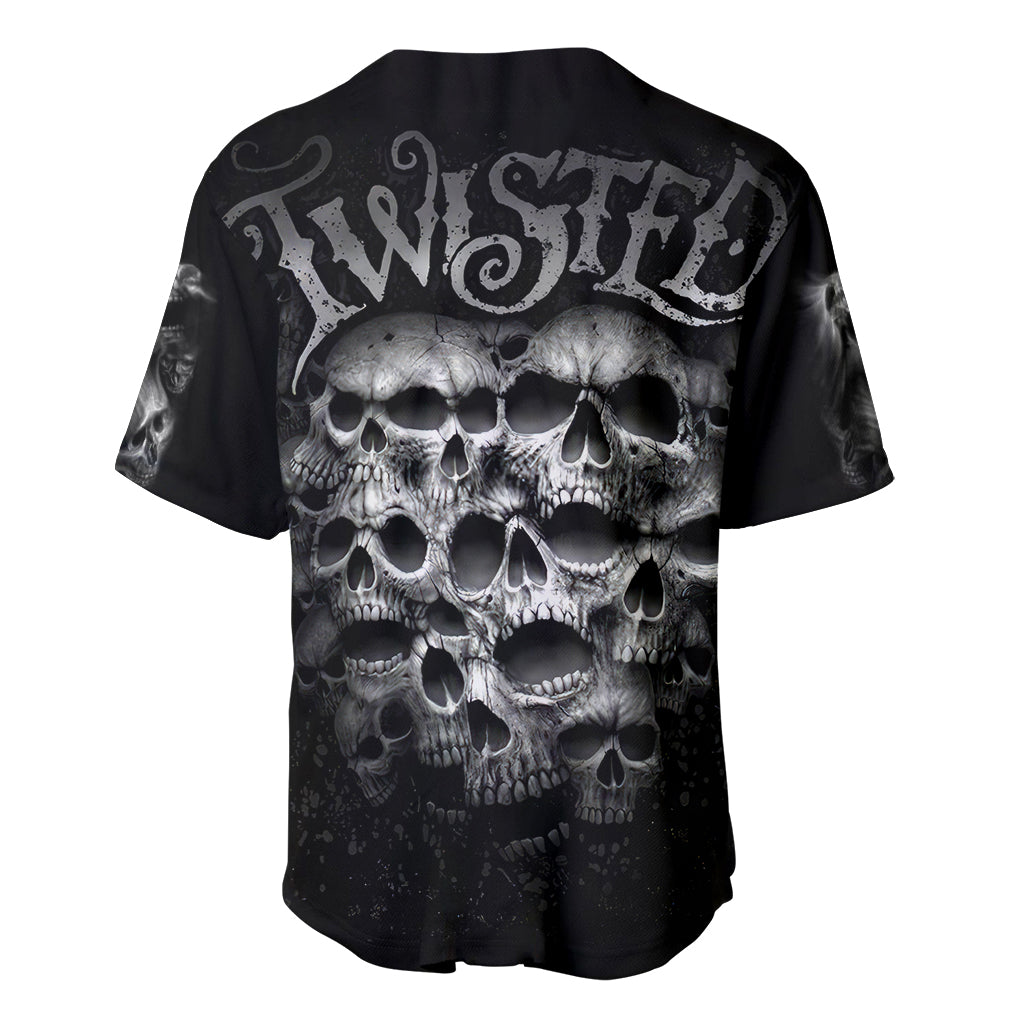 Skull Baseball Jersey Twisted Head Skull - Wonder Print Shop
