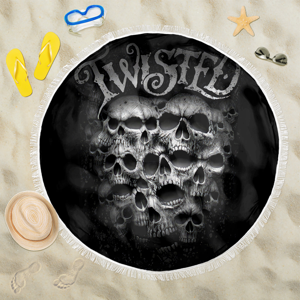 Skull Beach Blanket Twisted Head Skull - Wonder Print Shop