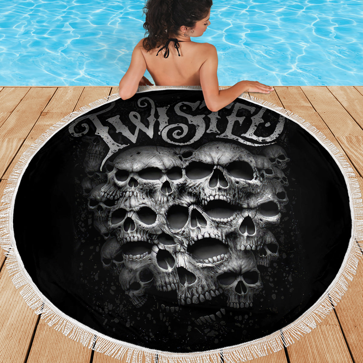 Skull Beach Blanket Twisted Head Skull - Wonder Print Shop