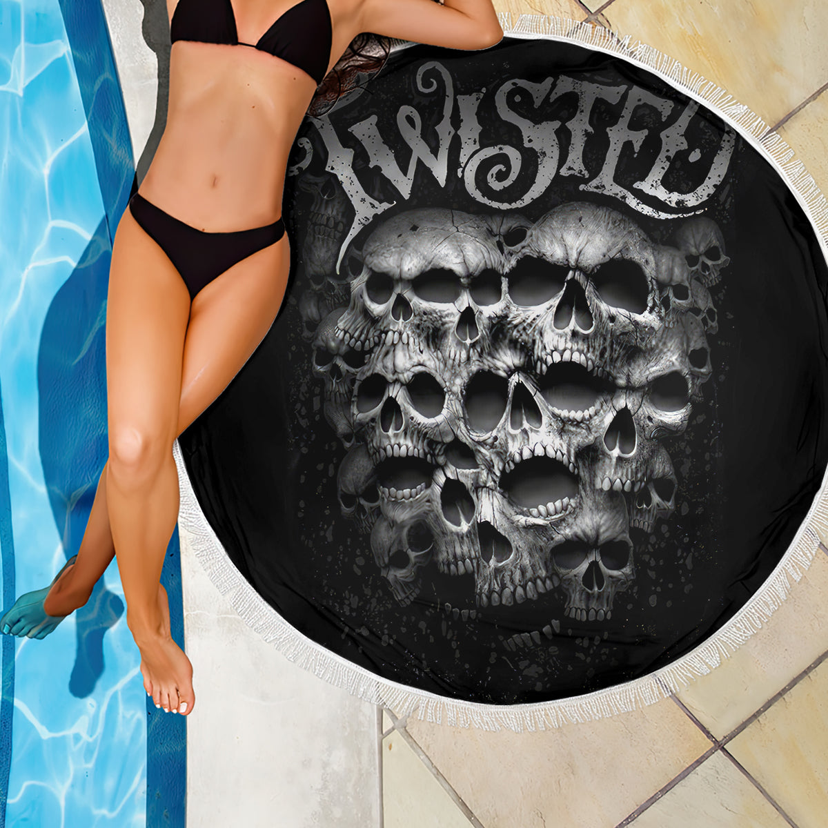 Skull Beach Blanket Twisted Head Skull - Wonder Print Shop