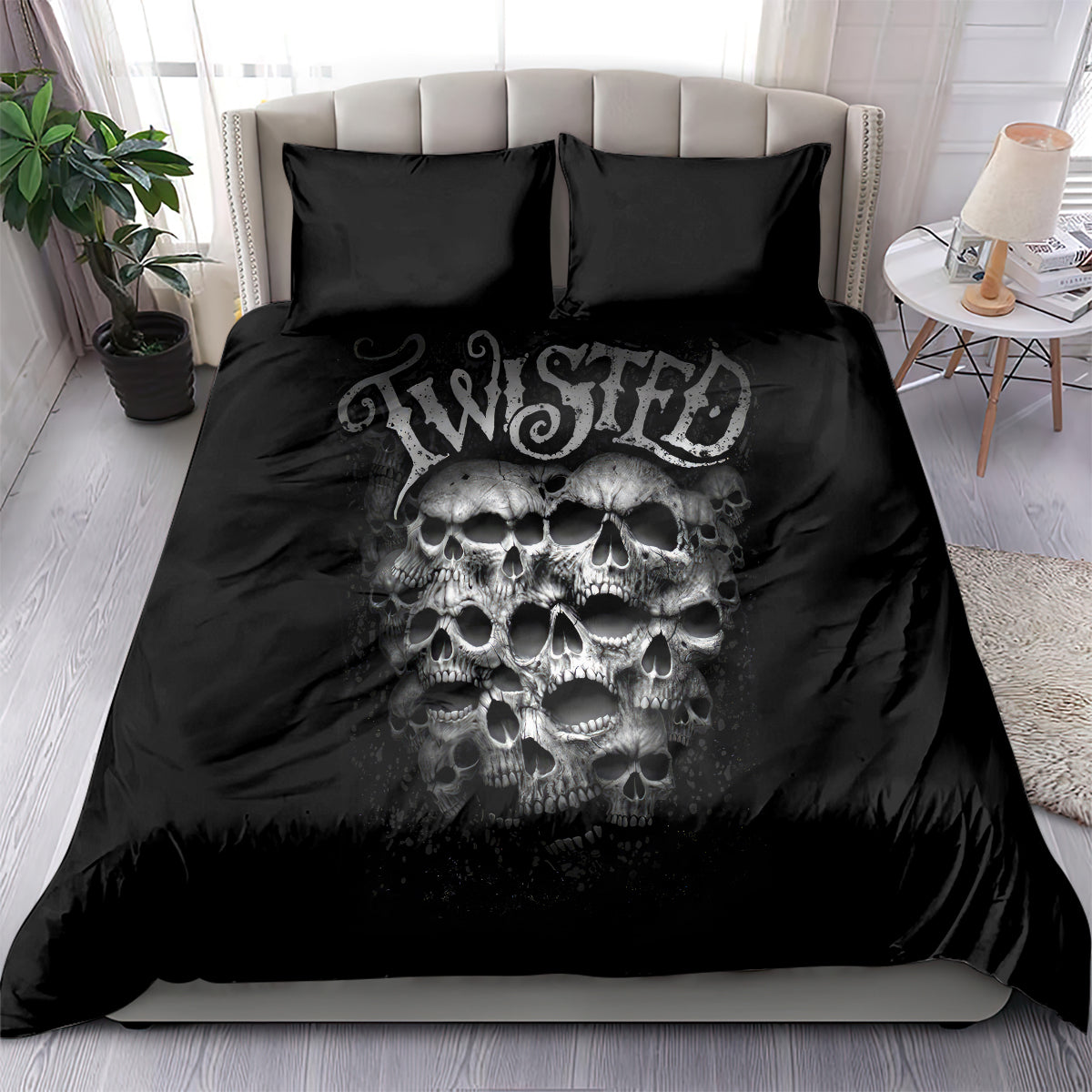 Skull Bedding Set Twisted Head Skull - Wonder Print Shop