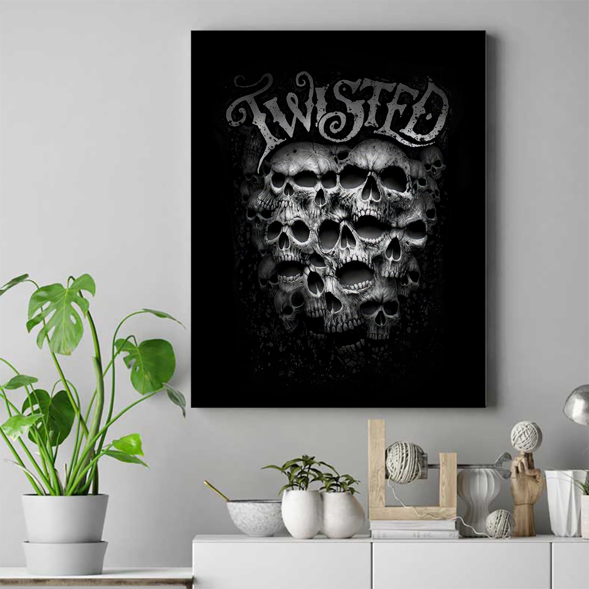 Skull Canvas Wall Art Twisted Head Skull - Wonder Print Shop