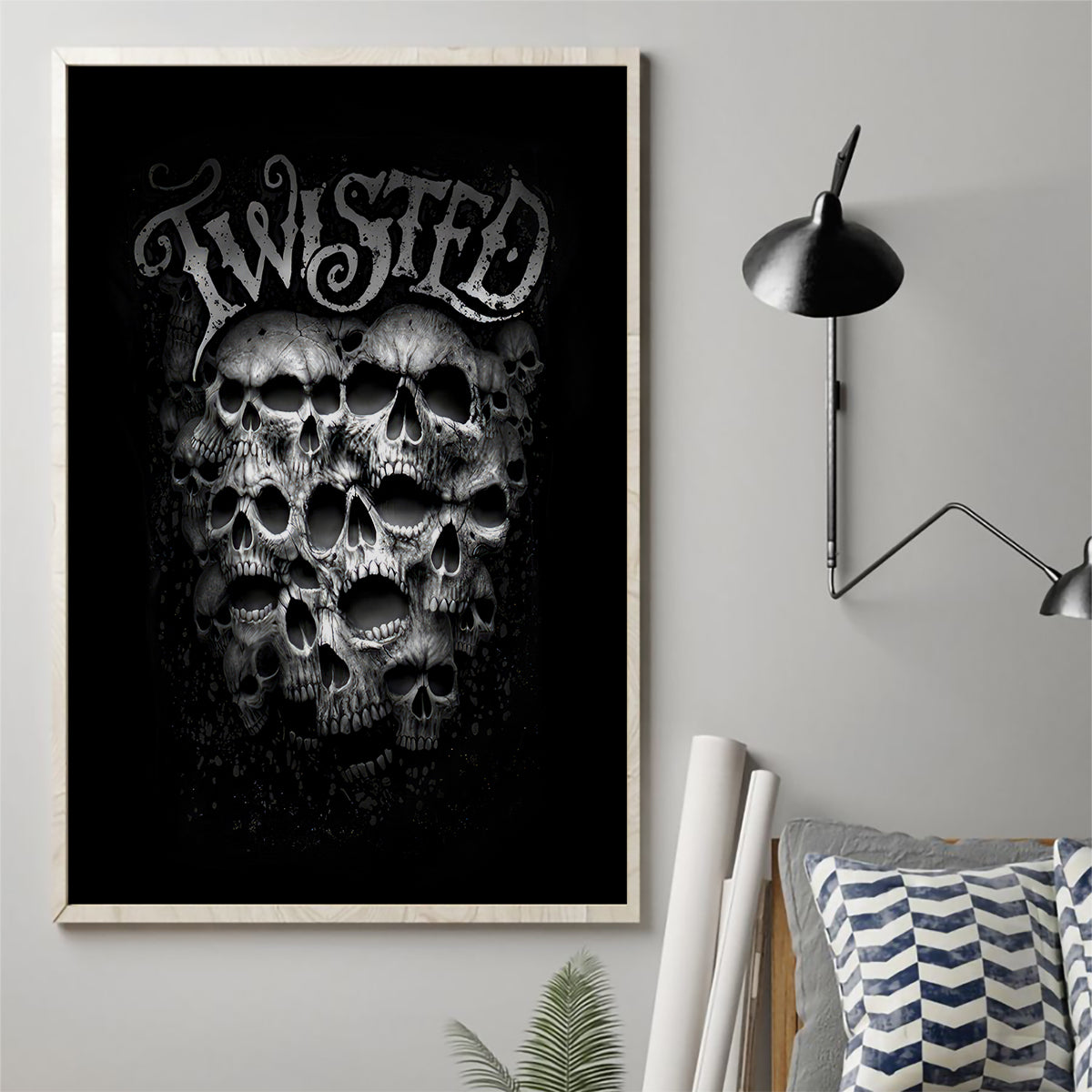 Skull Canvas Wall Art Twisted Head Skull - Wonder Print Shop
