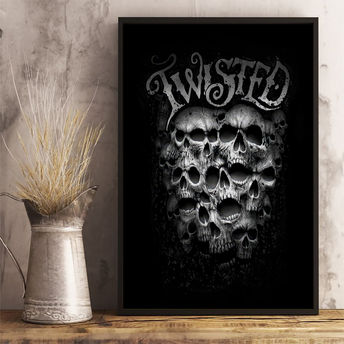 Skull Canvas Wall Art Twisted Head Skull - Wonder Print Shop