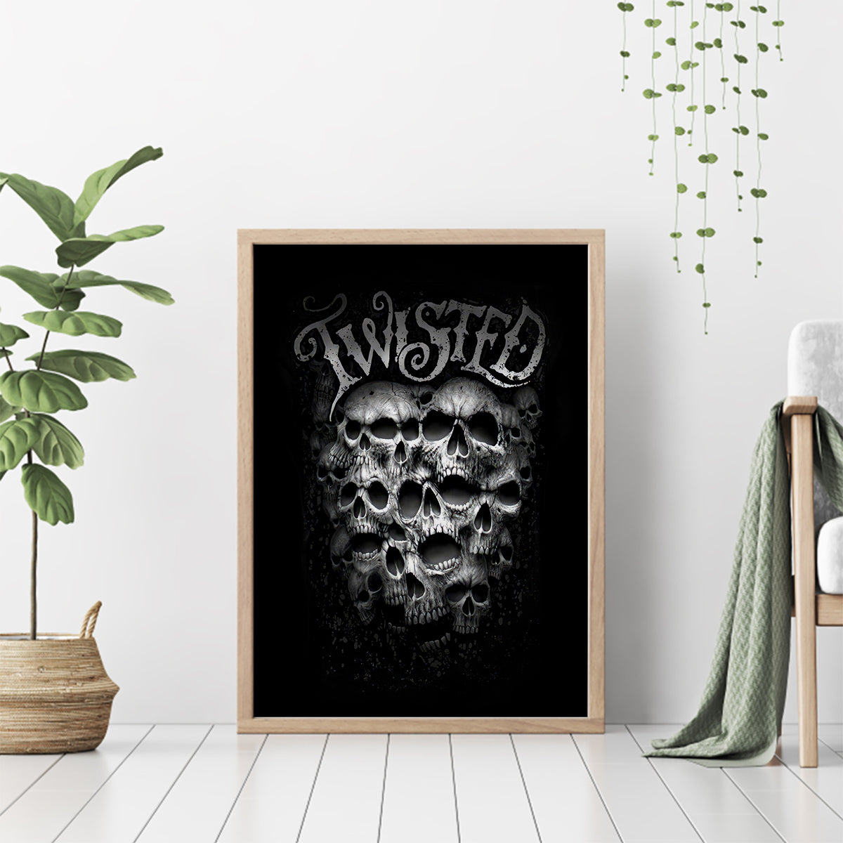 Skull Canvas Wall Art Twisted Head Skull - Wonder Print Shop