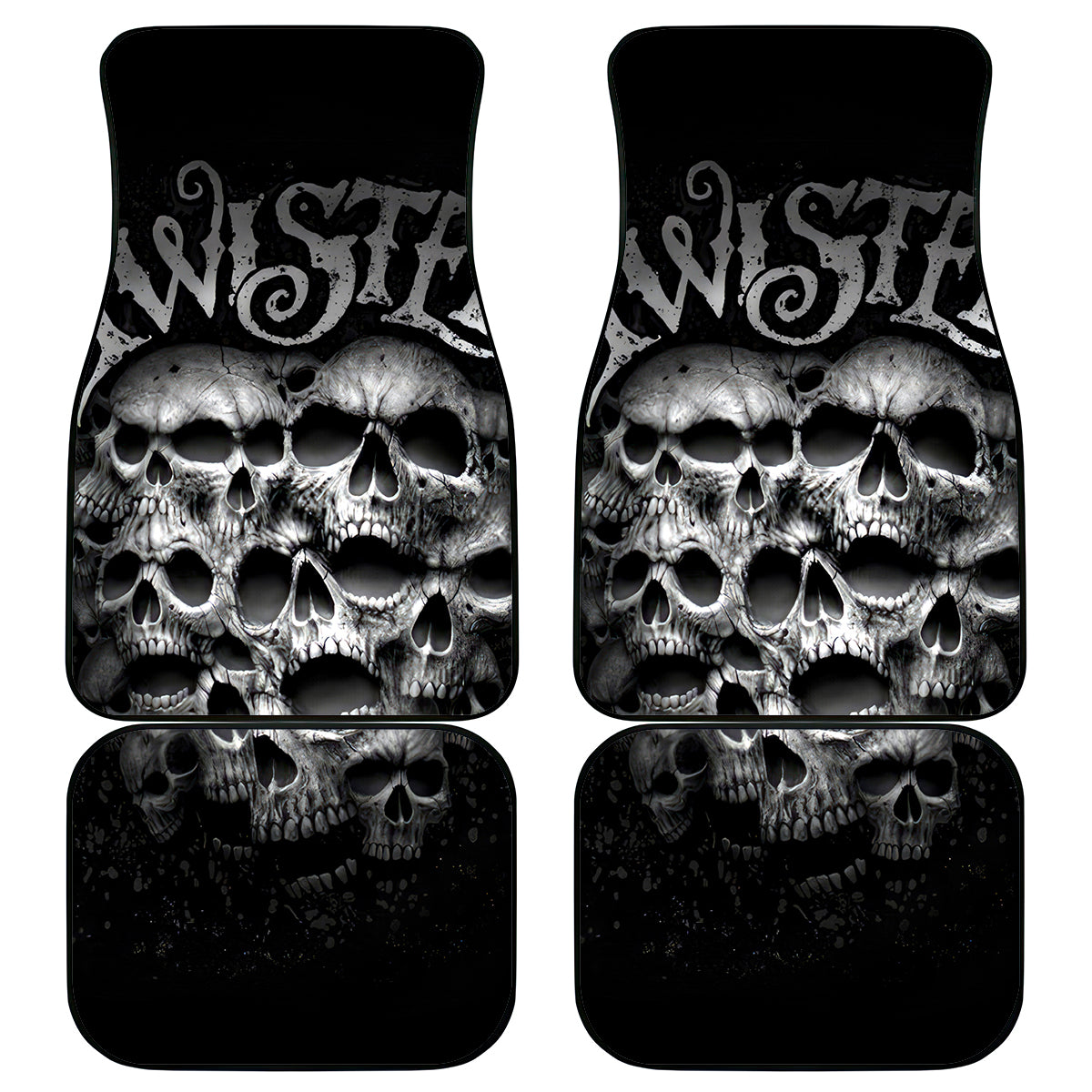 Skull Car Mats Twisted Head Skull - Wonder Print Shop