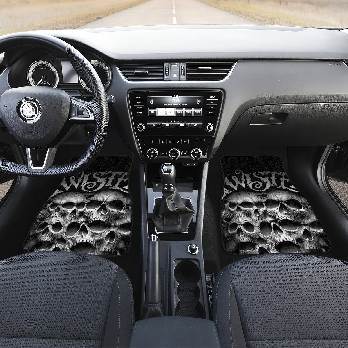 Skull Car Mats Twisted Head Skull - Wonder Print Shop