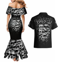 Skull Couples Matching Mermaid Dress And Hawaiian Shirt Twisted Head Skull - Wonder Print Shop