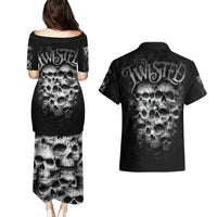 Skull Couples Matching Puletasi Dress and Hawaiian Shirt Twisted Head Skull - Wonder Print Shop