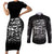 Skull Couples Matching Short Sleeve Bodycon Dress and Long Sleeve Button Shirts Twisted Head Skull - Wonder Print Shop