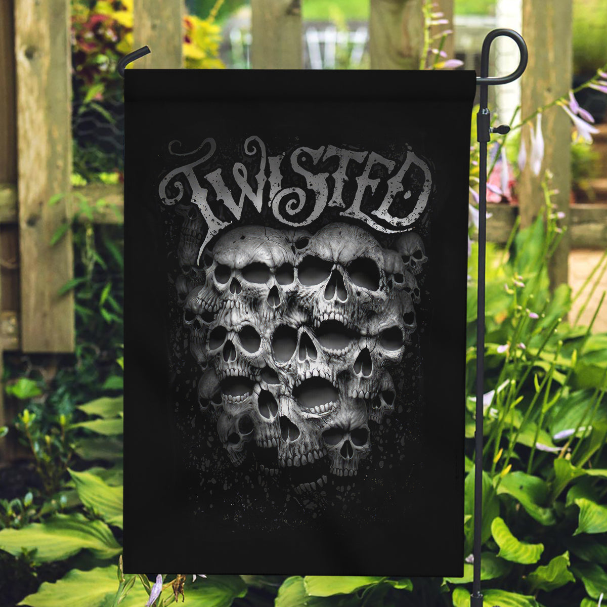 Skull Garden Flag Twisted Head Skull - Wonder Print Shop