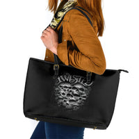 Skull Leather Tote Bag Twisted Head Skull - Wonder Print Shop