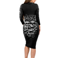 Skull Long Sleeve Bodycon Dress Twisted Head Skull - Wonder Print Shop