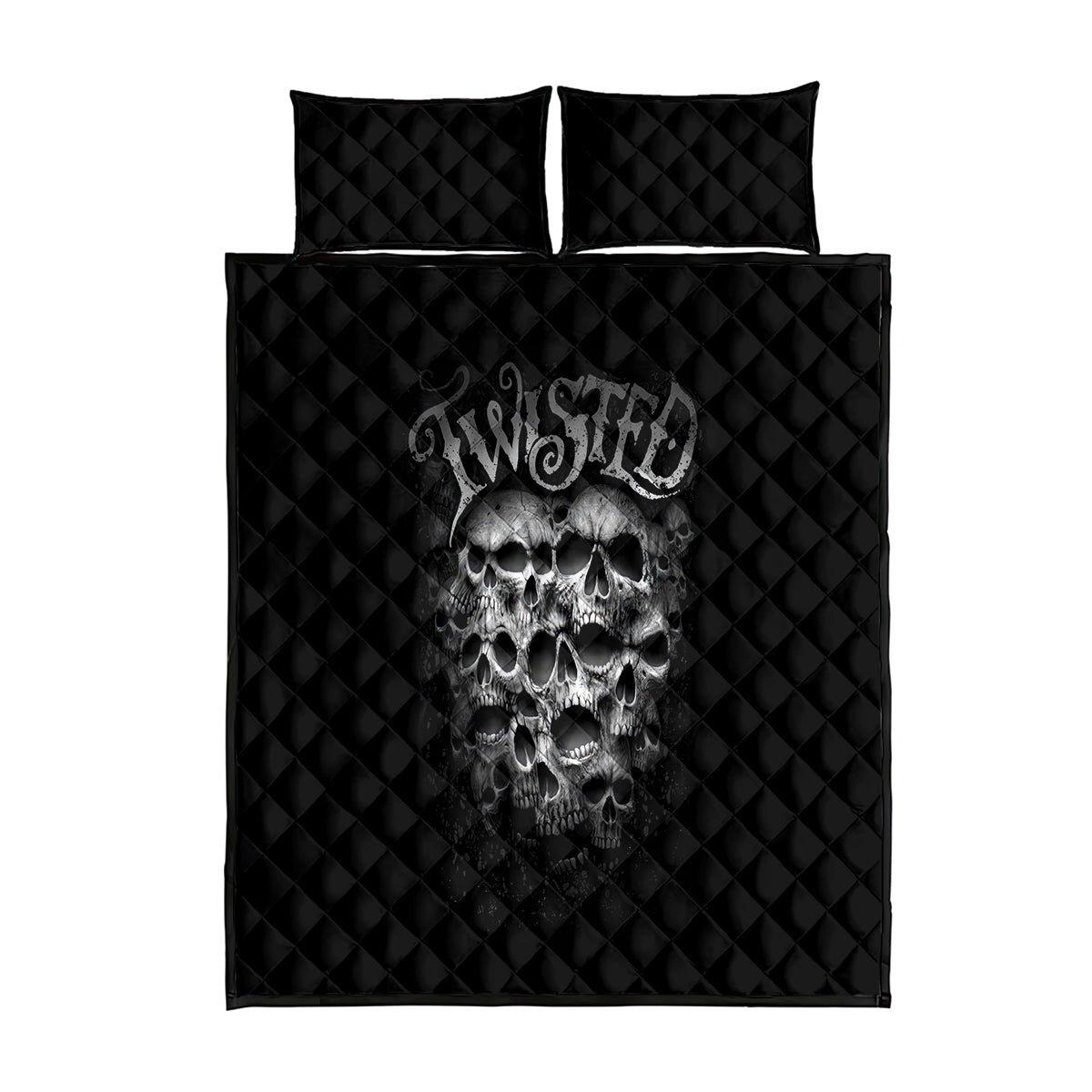 Skull Quilt Bed Set Twisted Head Skull - Wonder Print Shop