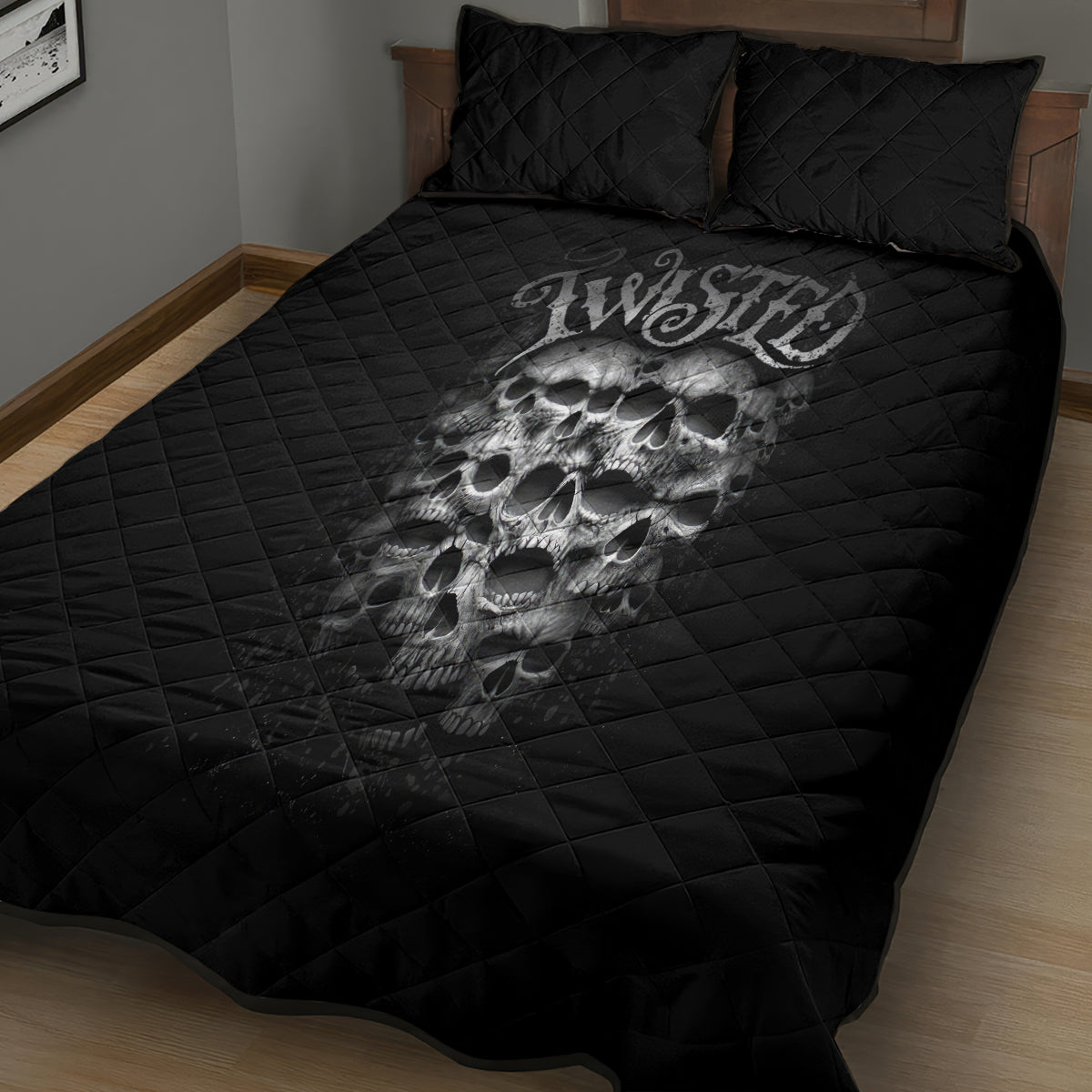 Skull Quilt Bed Set Twisted Head Skull - Wonder Print Shop