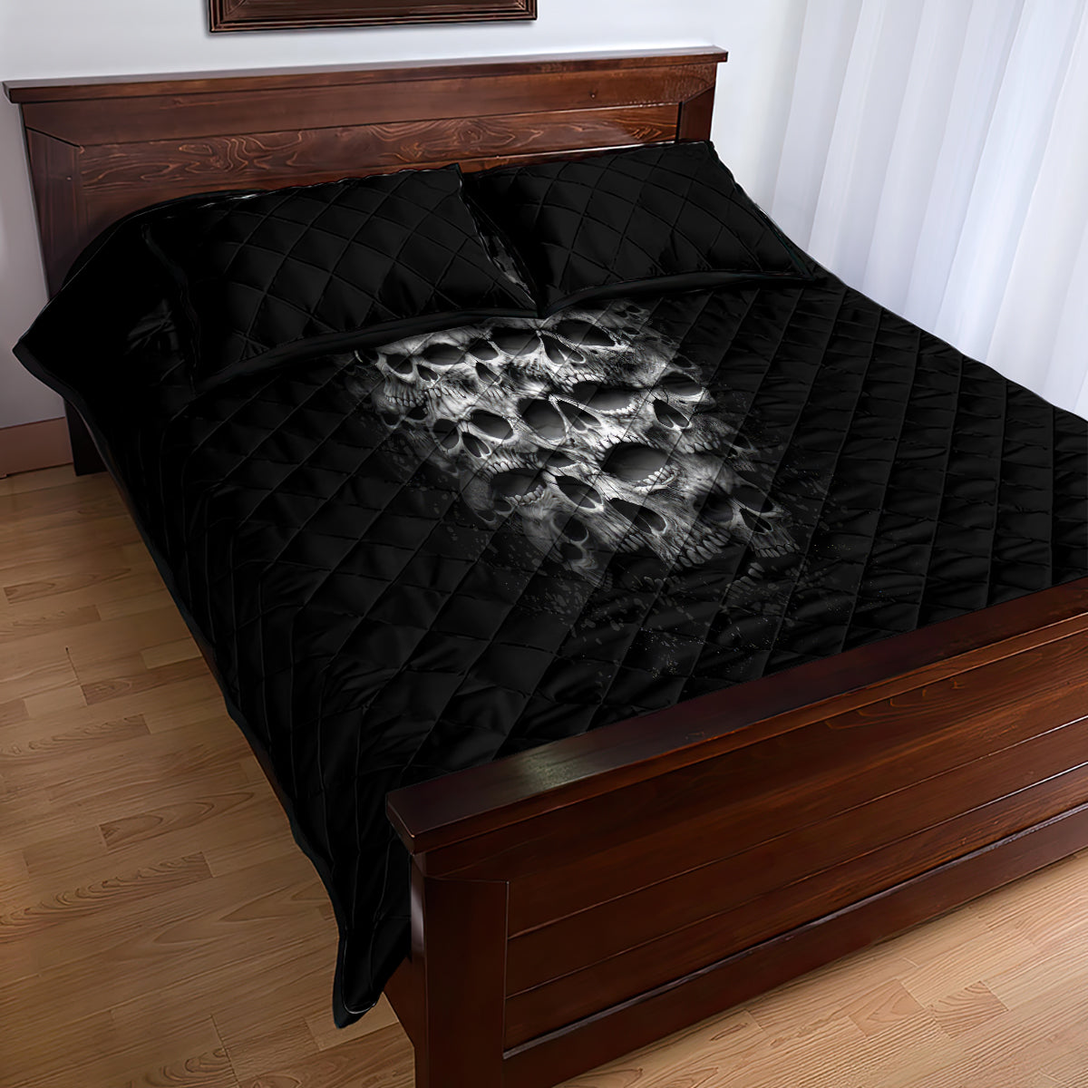 Skull Quilt Bed Set Twisted Head Skull - Wonder Print Shop