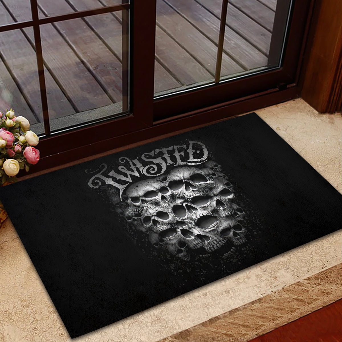 Skull Rubber Doormat Twisted Head Skull - Wonder Print Shop