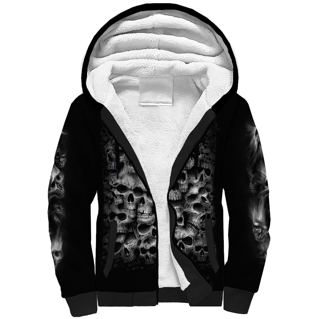 Skull Sherpa Hoodie Twisted Head Skull - Wonder Print Shop
