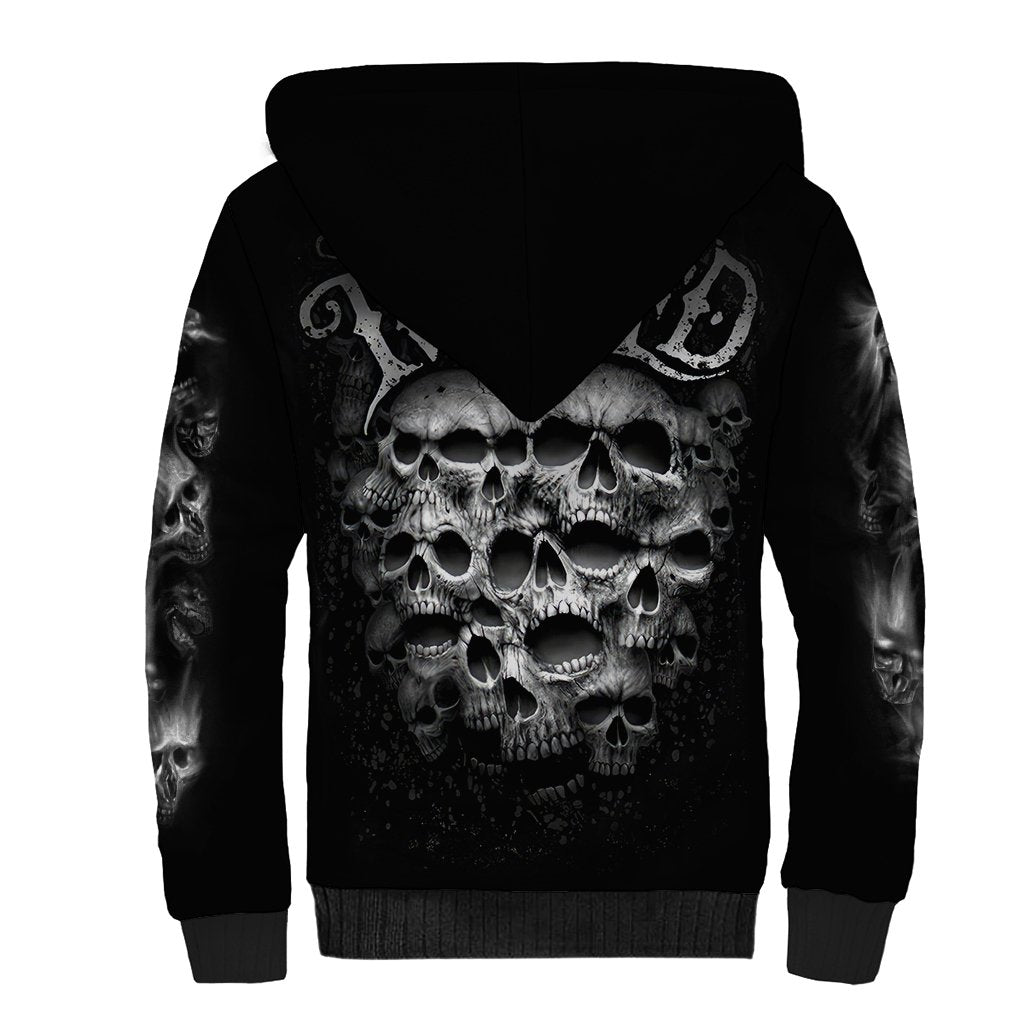 Skull Sherpa Hoodie Twisted Head Skull - Wonder Print Shop