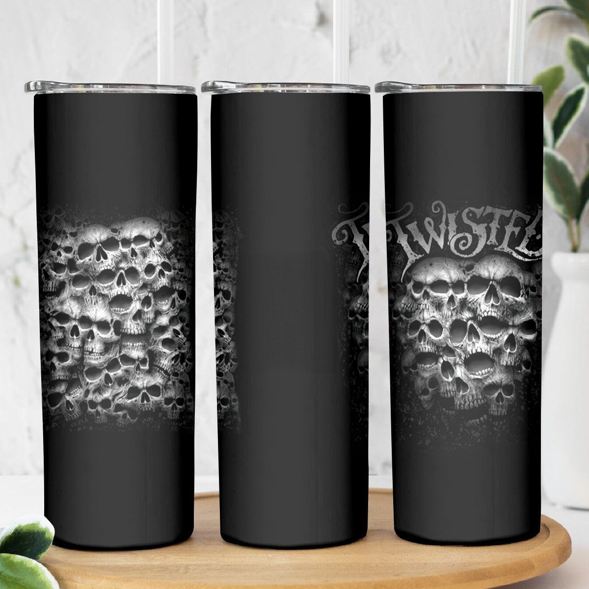 Skull Skinny Tumbler Twisted Head Skull - Wonder Print Shop